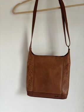 The Sak Brown Embossed Leather Crossbody Bag